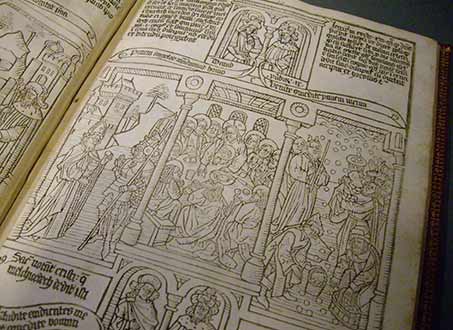 Ornate illustration in a bible from 1460