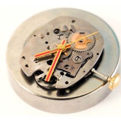 The inside of a mechanical clock.
